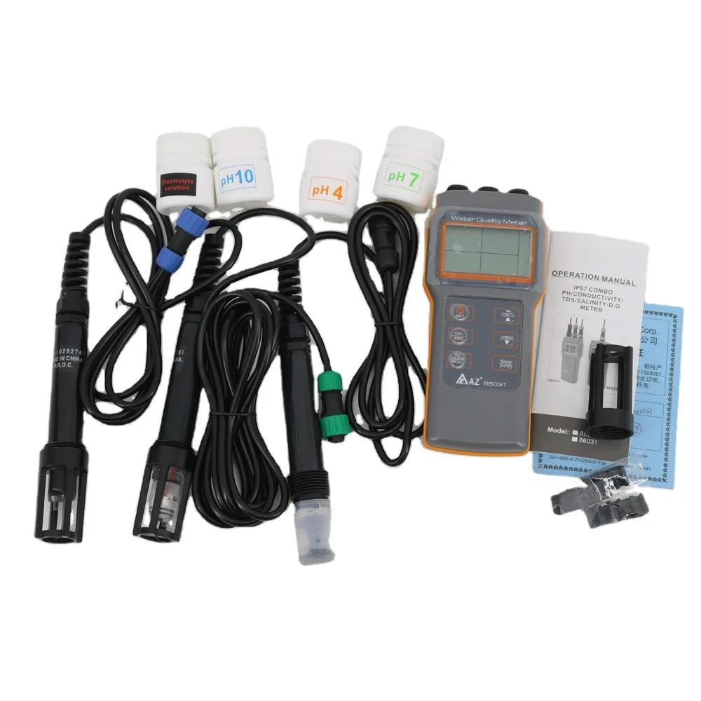 New Version AZ86031 Combo Water Quality Tester PH Conductivity TDS Salinity And Dissolved Oxygen Meter