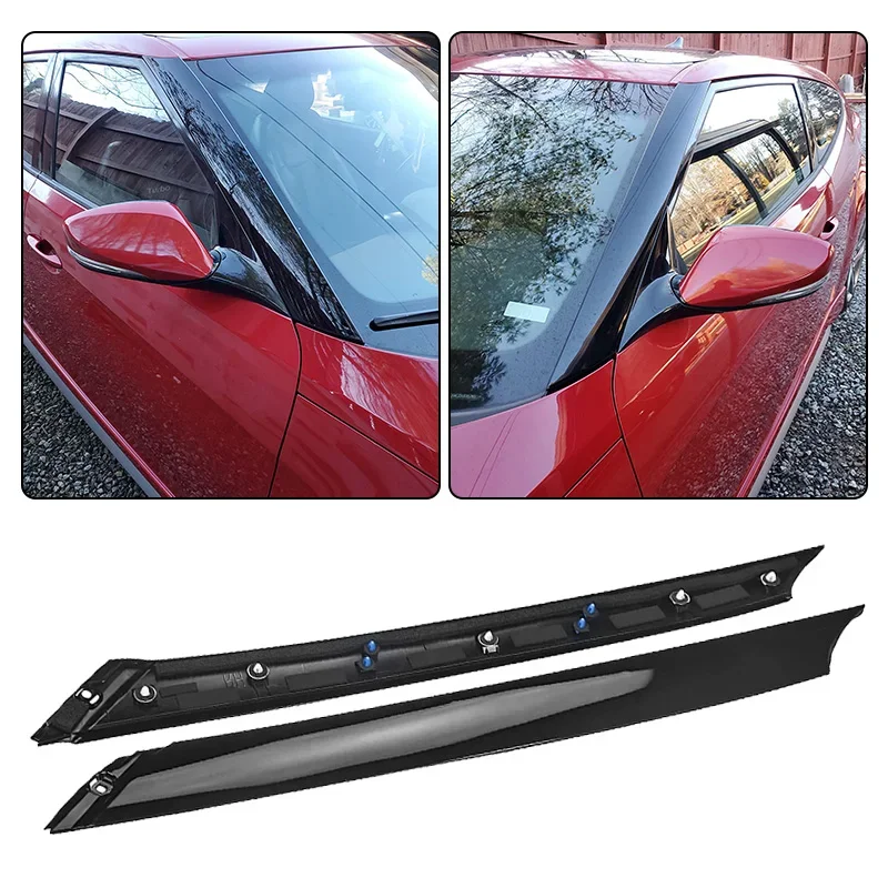 

For Hyundai Veloster 2012-2015 2016 2017 2018 Car Windshield Side Pillar Molding Cover Winscreen Window Post Trim Glossy Black