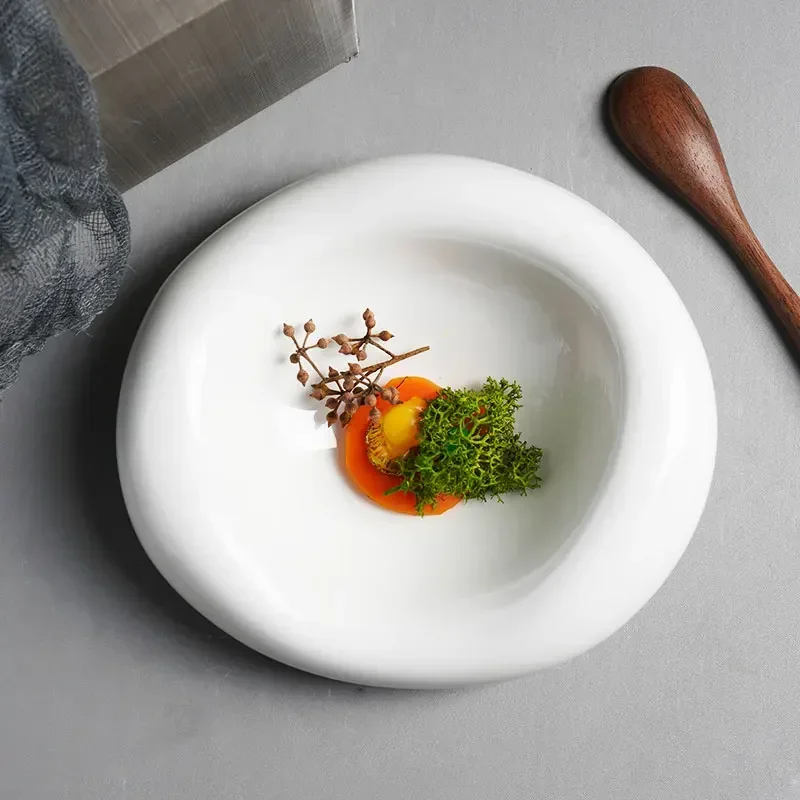 Drum-shaped Ceramic Plates, Japanese Plates, Hotel Restaurants, High-grade Artistic Conception Plates, Insulation Tableware.