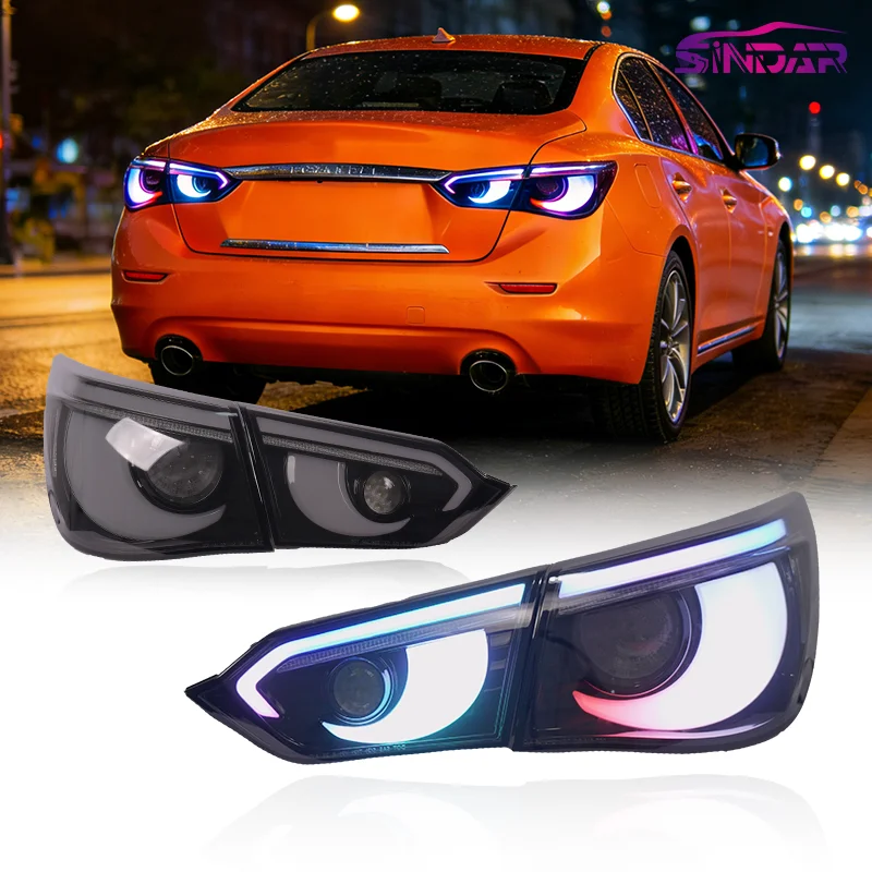 

Светодиодные фары SINDAR RGB для Infiniti Q50 2013-2017, серия V37, с изменением цвета, дневными ходовыми огнями (DRL), Plug and Play, высокая яркость