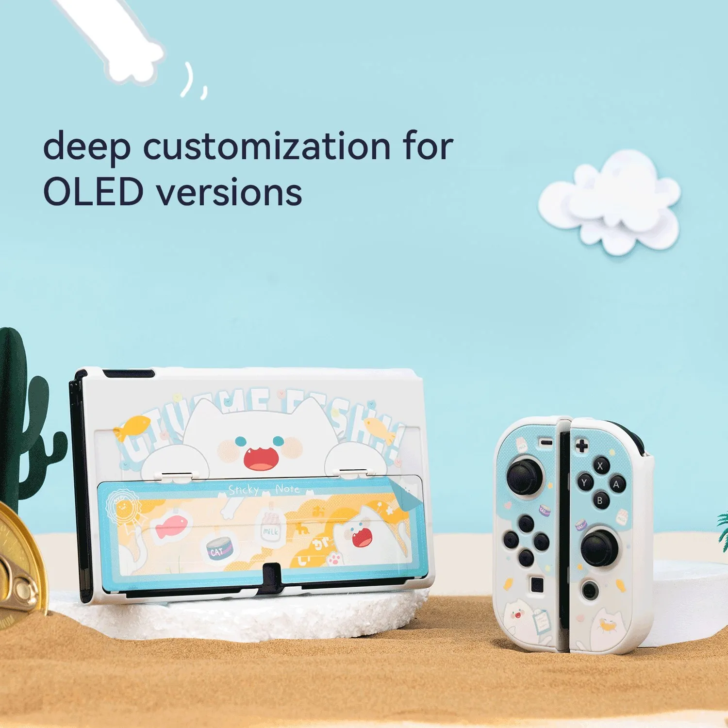 Geekshare nintendo switch oled caso bonito bobo gato série manche tampas escudo duro para nintend interruptor oled ns acessórios do jogo