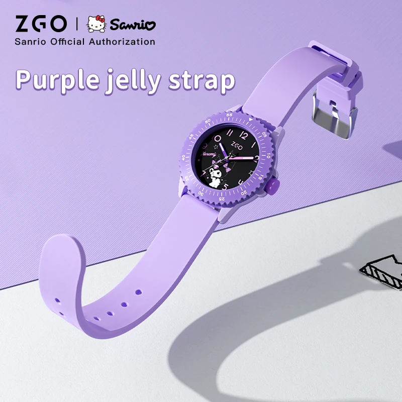 ZGO x Sanrio Kuromi kids watch for girls. Purple watch with design sense, waterproof quartz watch gift 2153