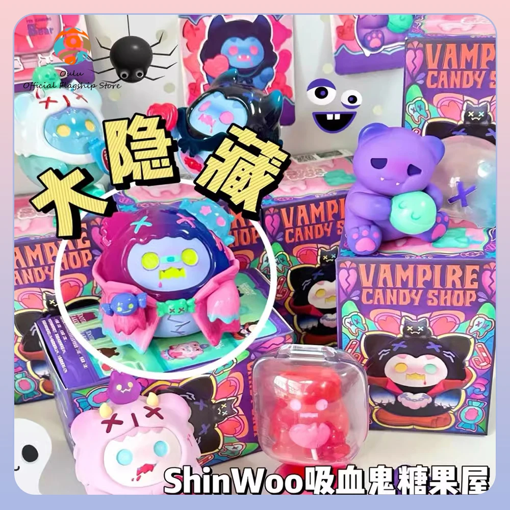 Shinwoo Vampire Candy House Series Blind Box Cute Ghost Bear Cartoon Action Figure Mystery Box Ornament Desktop Decoration Toys