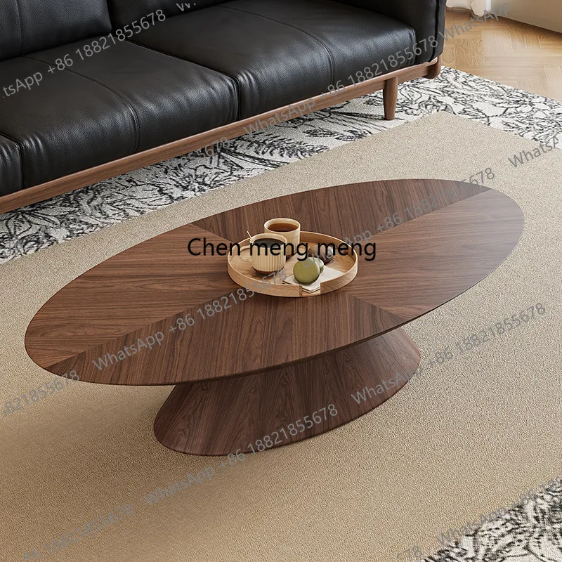 

Italian minimalist coffee table modern minimalist antique walnut furniture oval set tea table
