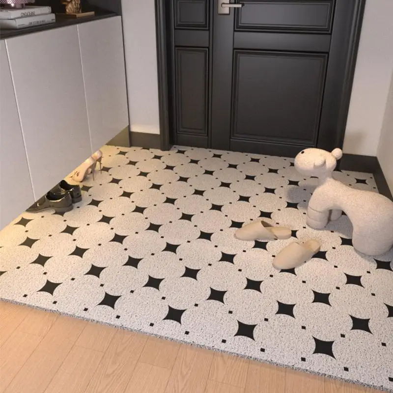 

Absorbs Dirt Door Mat Entrance Rug Outdoor Door Scraping And Dust Removal Foot Mat Pvc Wire Circle Dirt Resistant Carpet