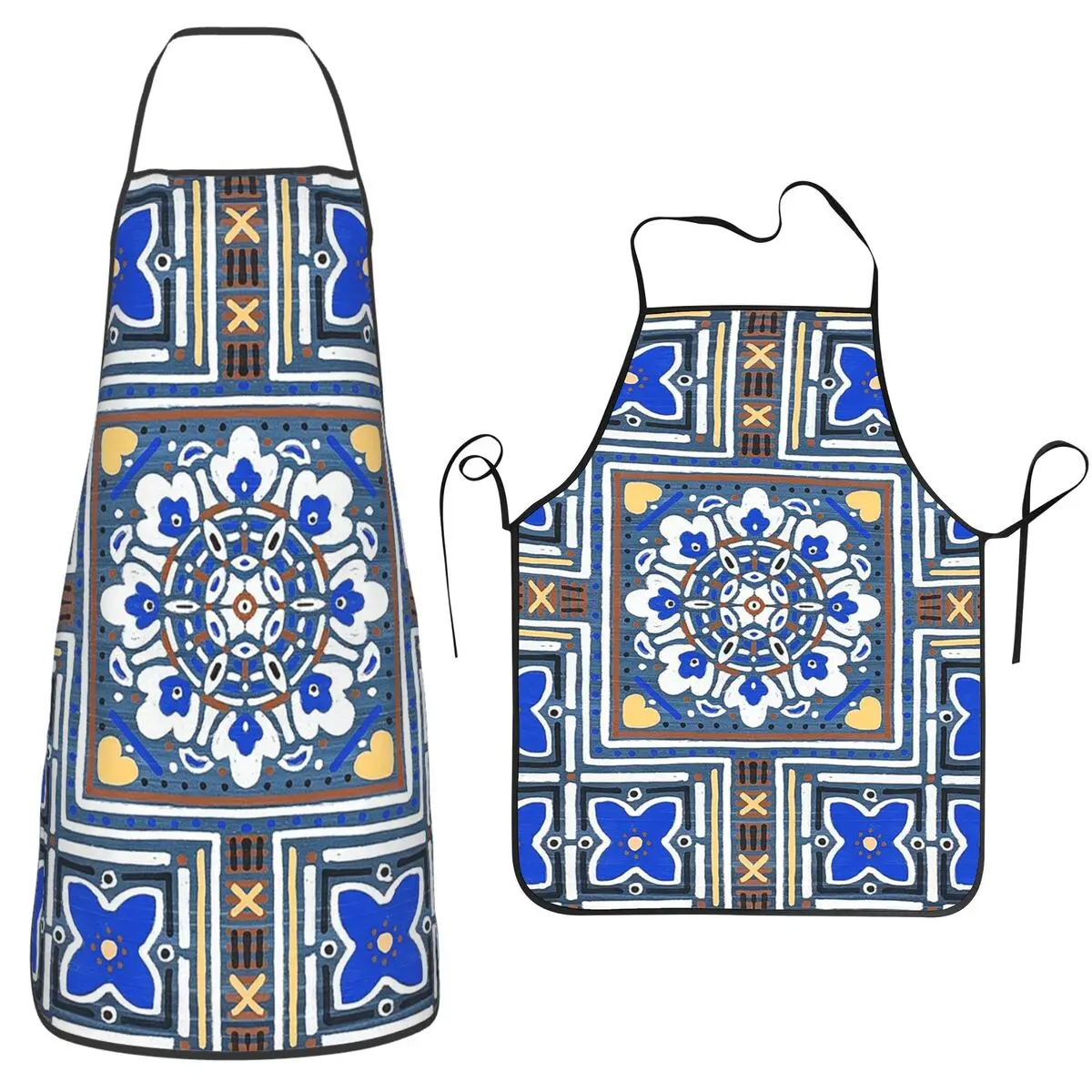 

Синие португальские азульхосы на деревянных фартуках: водонепроницаемый кухонный фартук для шеф-поваров, для уборки на кухне, для женщин и мужчин, для рисования