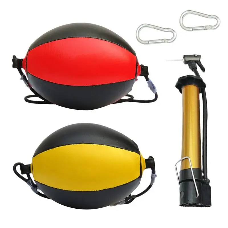 

Double End Bag PU Leather Double End Punching Ball Includes Carabiners Needle Air Pump Boxing Equipment Enhances Reaction And