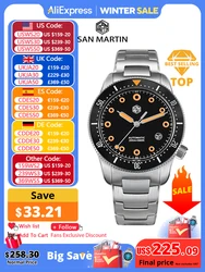 San Martin Origineel Ontwerp Nieuwe Mannen Duikhorloge 39.5mm YN55 Automatische Mechanische Horloges Saffier Waterdicht 200M Lichtgevende SN0142