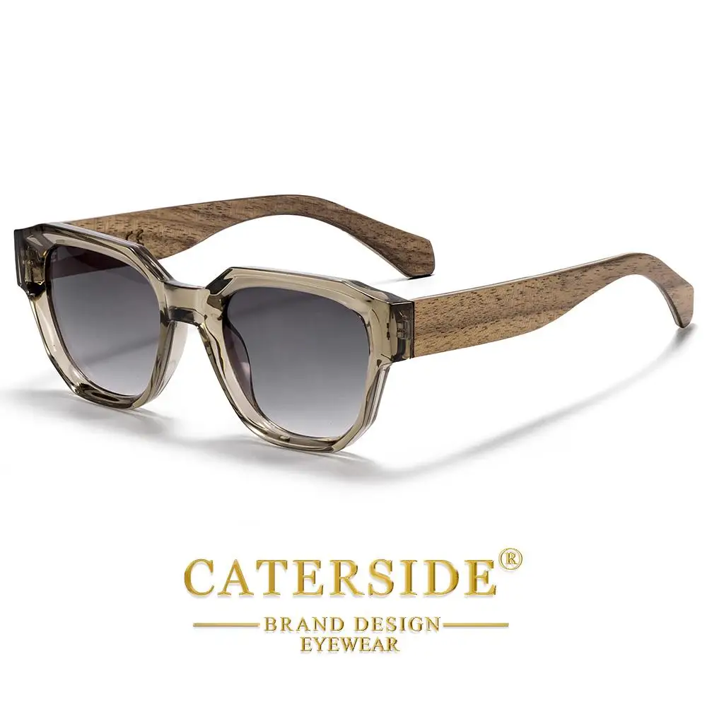 CATERSIDE Vintage Herren-Sonnenbrille mit quadratischem Rahmen, Holzbein-Design, Sonnenbrille für Damen, Outdoor-Reise- und Fahrbrille, UV400 – Detail 8