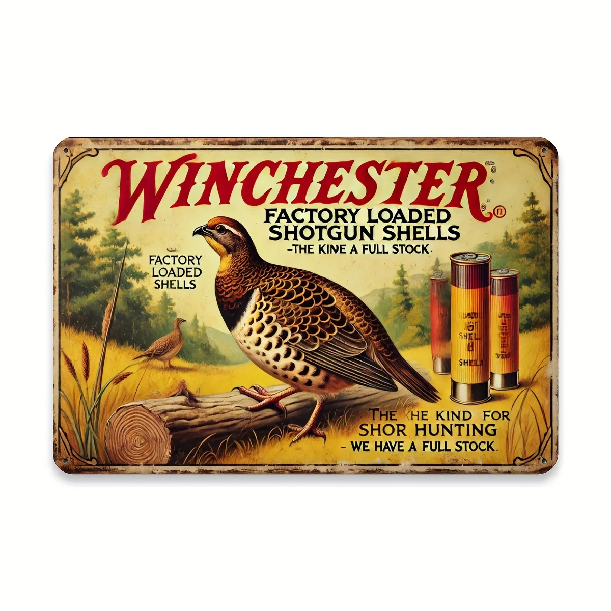 Wter Vintage Metal Tin Sign - Retro Wall Art with Pheasant Hunting Scene, es, Rustic Decor for Kitchen, Cafe, Bar, or Shop, Iron