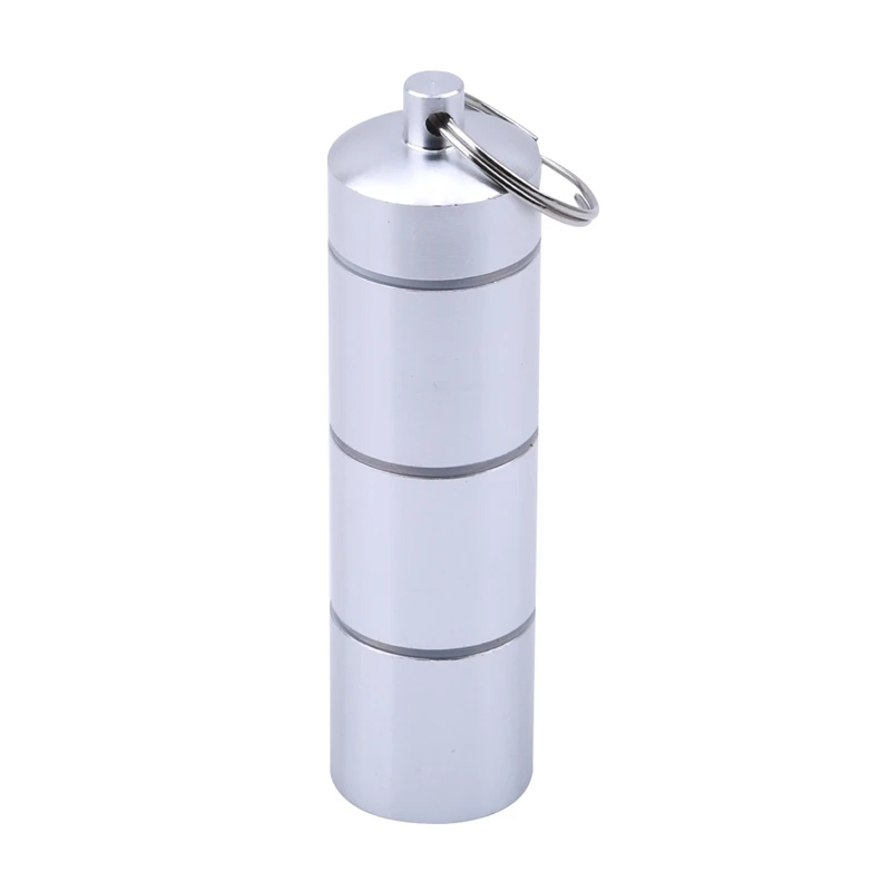 Pill Box Bottle Waterproof Aluminum Cache Drug Holder Outdoor Traveling Camping Container Keychain Medicine Box Health Care