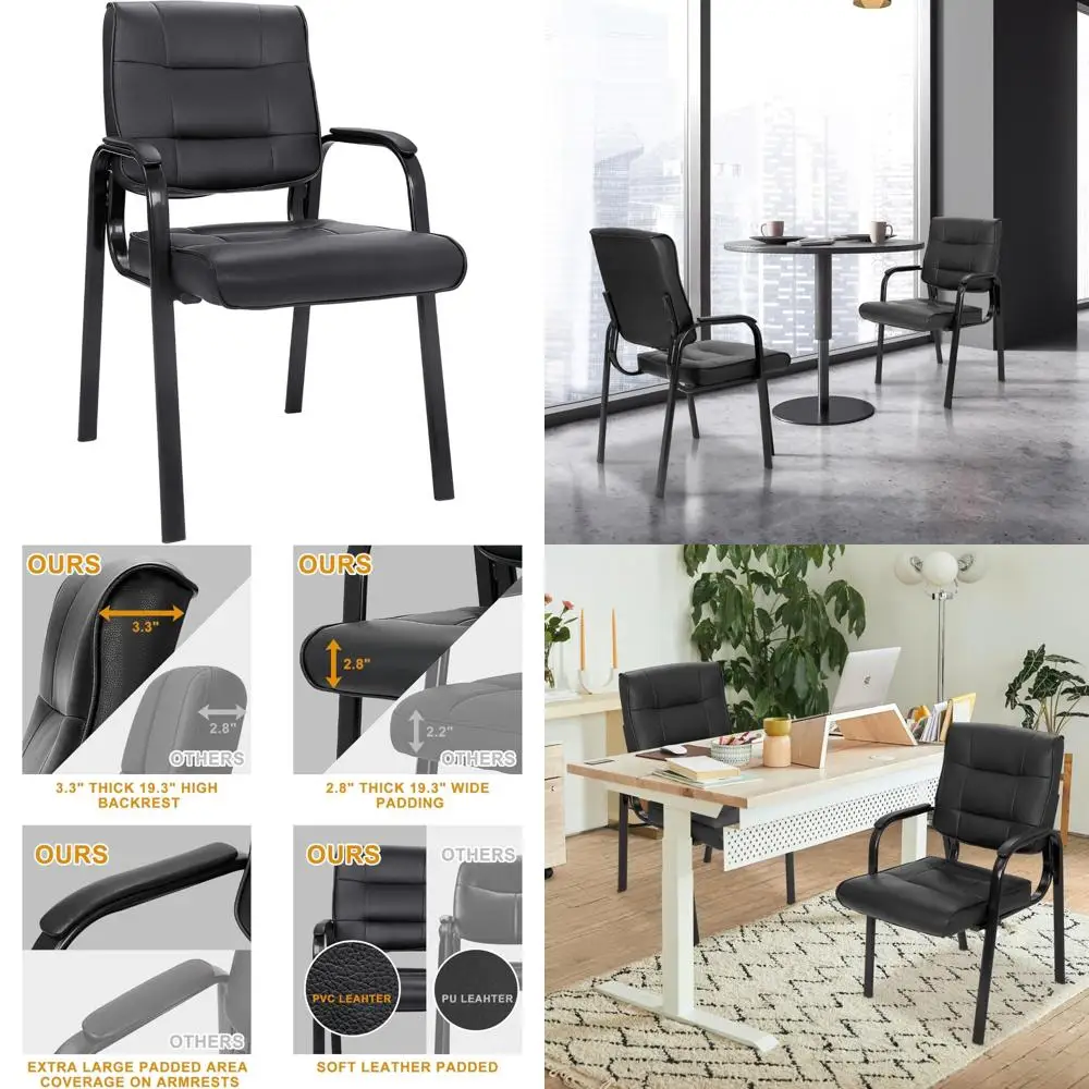 executive bonded leather side chair with solid metal frame for office and home use