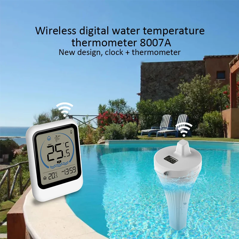 Digital Swimming Pool Thermometer Waterproof Floating Thermometer Indoor/Outdoor Water Temp Monitor for Swimming Pool/Baby baths