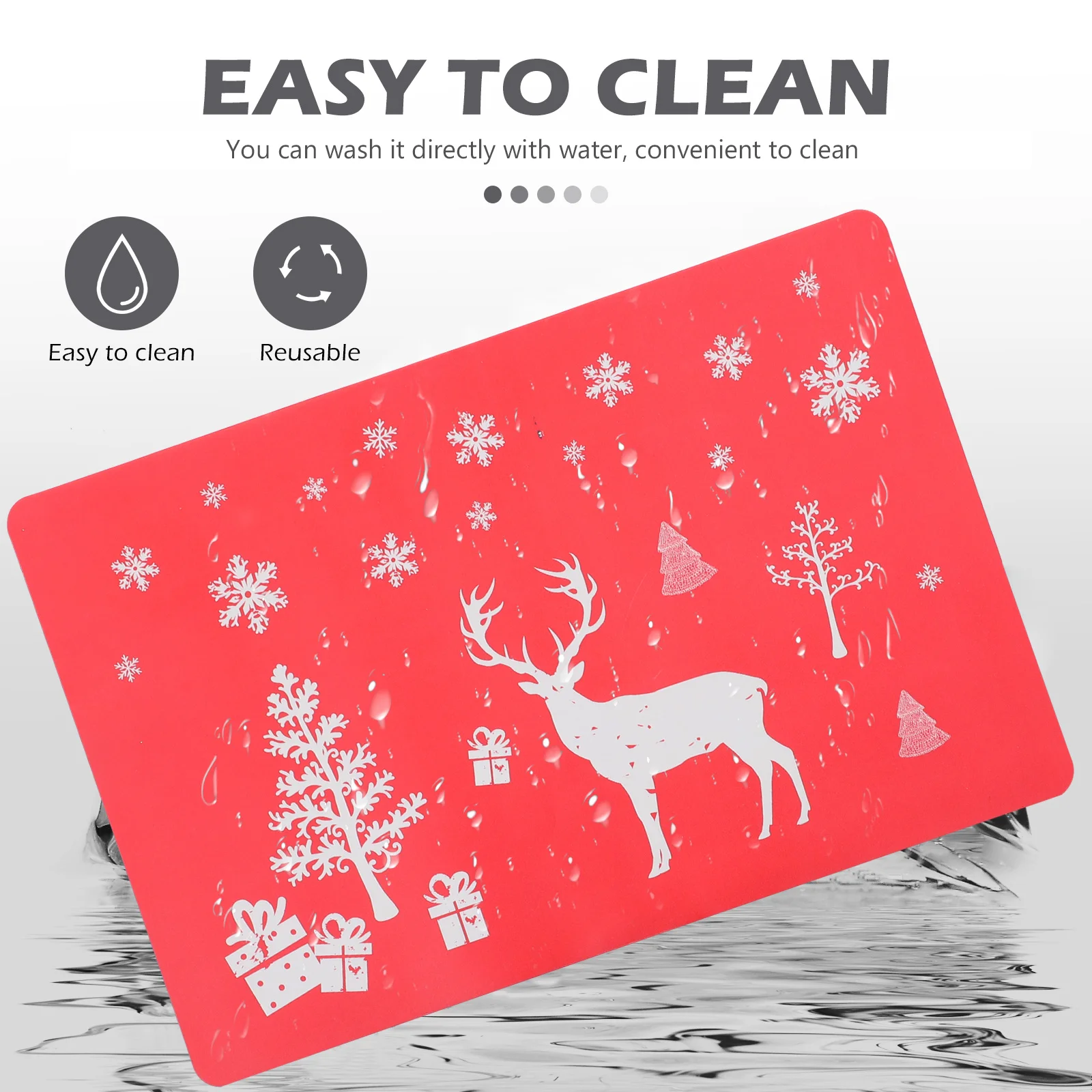 

12Pcs Christmas Placemat and Cup Mat Set PVC Printed Table Protectors Easy Clean Decorative Dinnerware for Restaurant Home Use