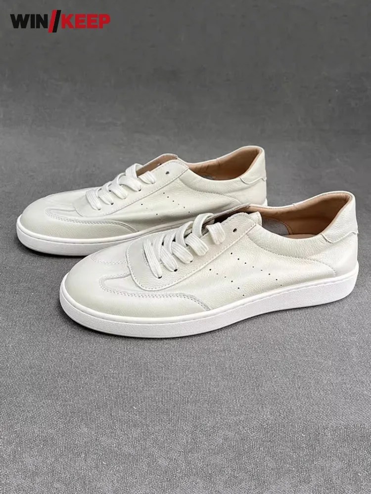 

Винтажные 2025 новые мужские дизайнерские дышащие кроссовки из натуральной кожи на шнуровке, удобные кроссовки на платформе для бега, спортивная обувь для бега