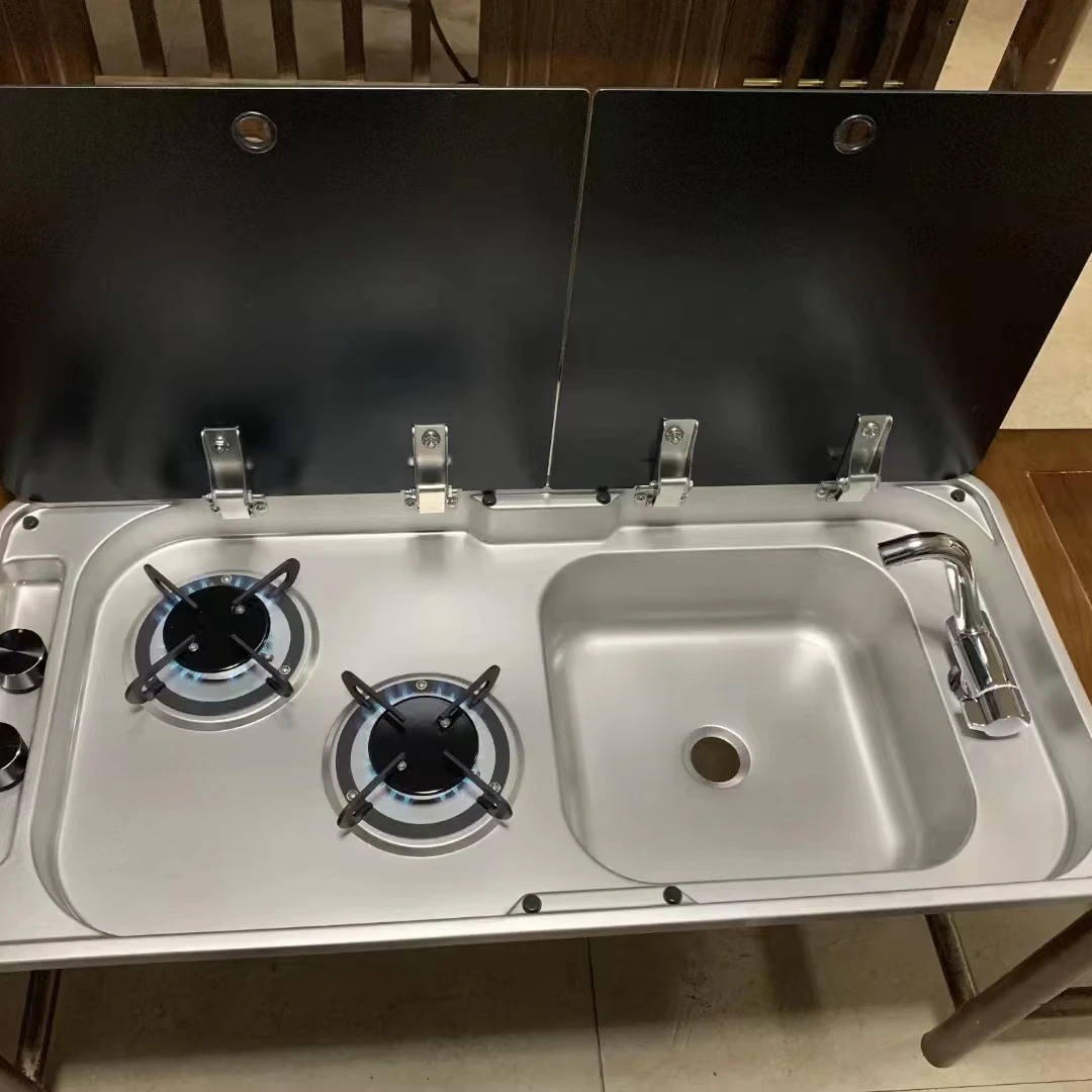 304 Stainless Steel RV Cookware Gas Integrated Range Camping Gas Range With Sink For Caravan RV
