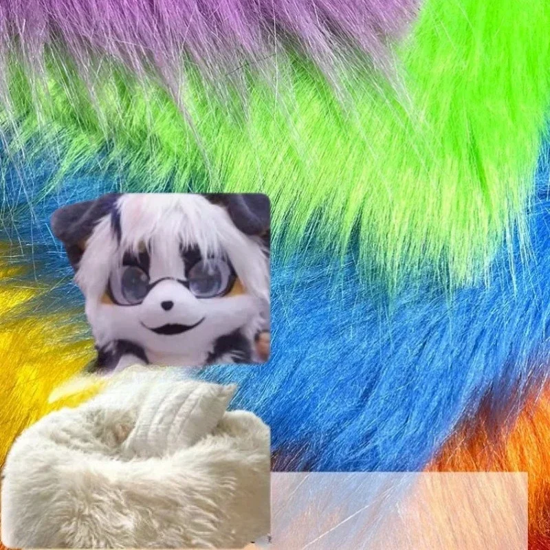Long Fur Imitation Fox Fur Plush Fabric for DIY Sewing Doll Hair Beast Clothing Counter Cloth Material Per Yard