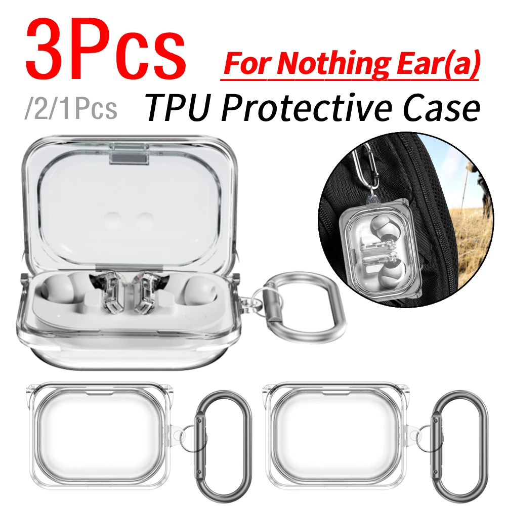 1–3 Stück TPU-Schutzhülle für Nothing Ear (a), transparente Ohrhörer-Ladehülle mit Schlüsselanhänger, kratzfeste Abdeckung, Zubehör