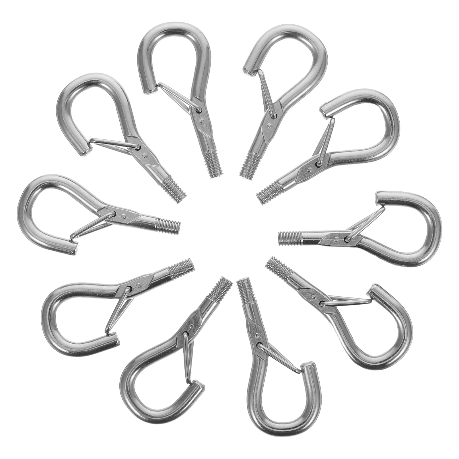 

10pcs Wire Rope Lock Hooks Heavy Duty Metal Nickel Plated Iron Ceiling Lantern Hangers Outdoor Safety Display Hooks Storage