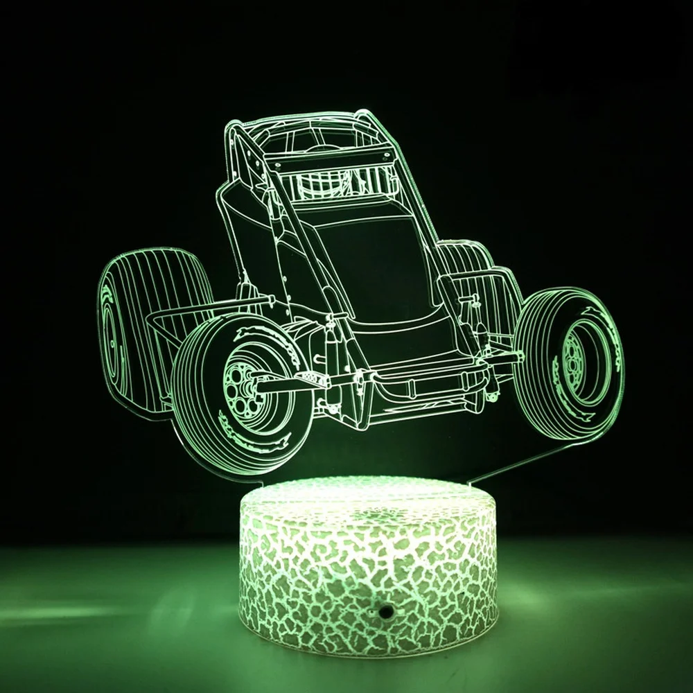 Tractor 3D Illusion Lamp LED Night Light 7 Color Changing Acrylic USB Table Desk Lamps Bedroom Decoration Gifts for Boys Kids