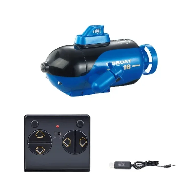 Mini submarino rc 2.4ghz com luz led barco de controle de rádio à prova d'água recarregável submarinos elétricos presentes brinquedos para crianças
