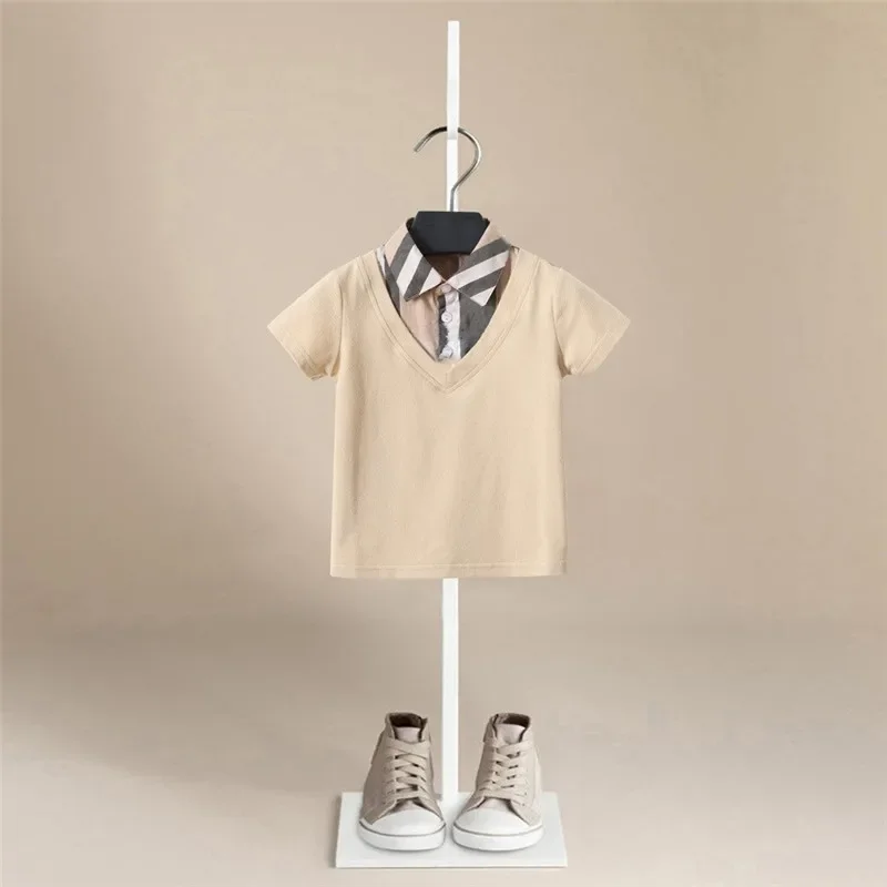 Children's Short-Sleeved Boys Girls  Summer New Striped T-Shirt Baby Thin Section Half-Sleeved Bottoming Shirt Casual Wear