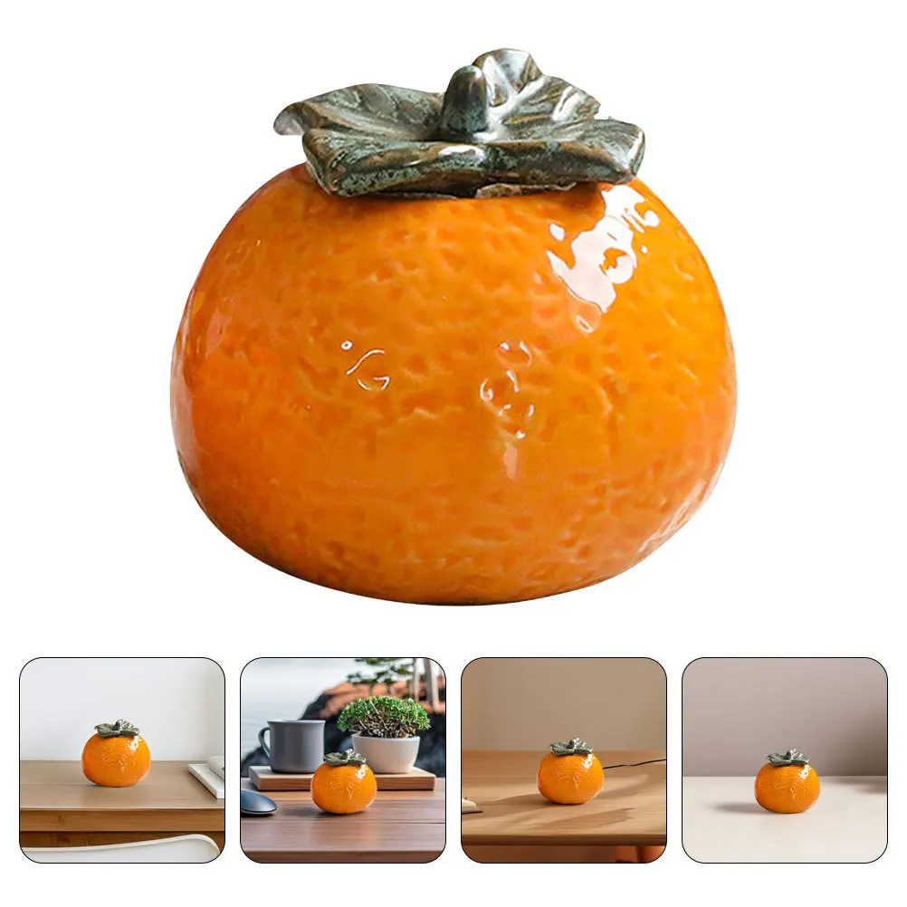 

2Pcs Ceramic Orange Jar Leaf Lid Decorative Storage Jars Food Sealing Canister Kitchen Counter Cookie Snack Container
