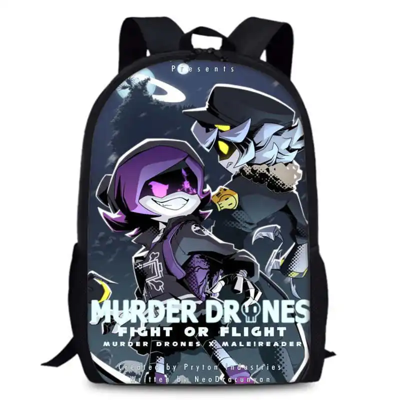 Sac à dos polyvalent à thème Murder Drones, grande capacité, pour étudiants, fournitures scolaires, cadeau d'anniversaire