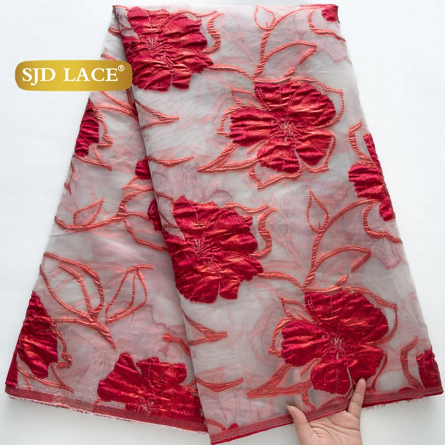SJD الدانتيل النيجيري الأفريقي الديباج أقمشة الدانتيل 5 ياردة 2025 جودة عالية الفرنسية الجاكار مذهب الدانتيل للنساء فساتين الحفلات 4471 #5