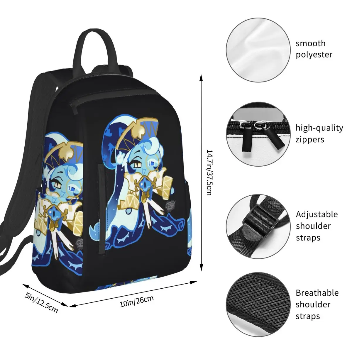 Shadow Milk Cookie Run Kingdom Backpack Student BookBag Boys Girls School Bag Computer Shoulder Bags Men Women