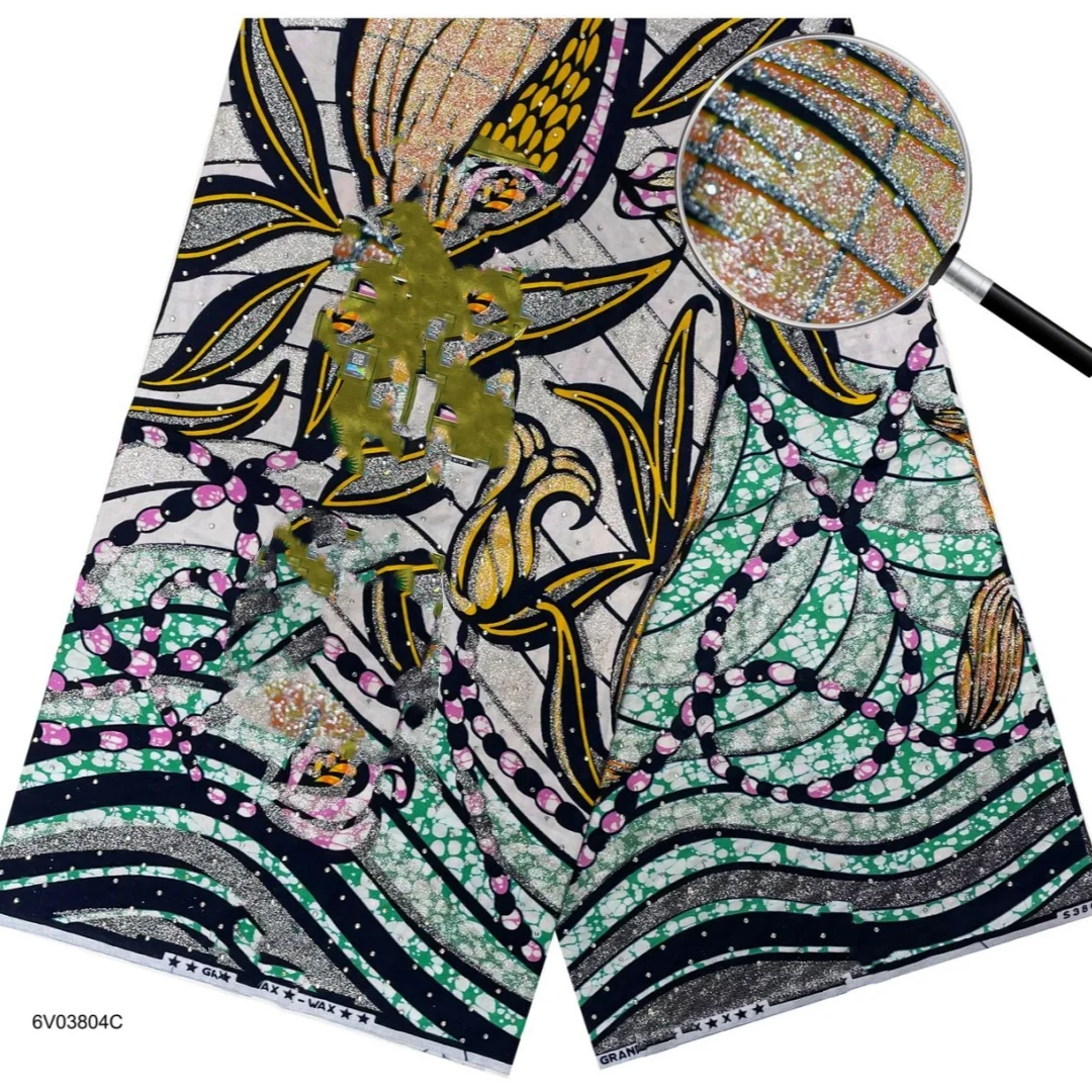 2026 New Style Nigeria Stonk Golden- Wax Print Fabric High Quality African Wax Fabric for Patchwork, Clothing & DIY" TT6 view 2