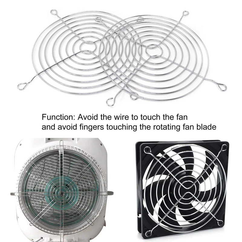 Ldpcsj 5PCS Set Silver Cooling Fan Grill Metal Finger Protectors Compatible with Box Fans Sizes 80mm 90mm 120mm