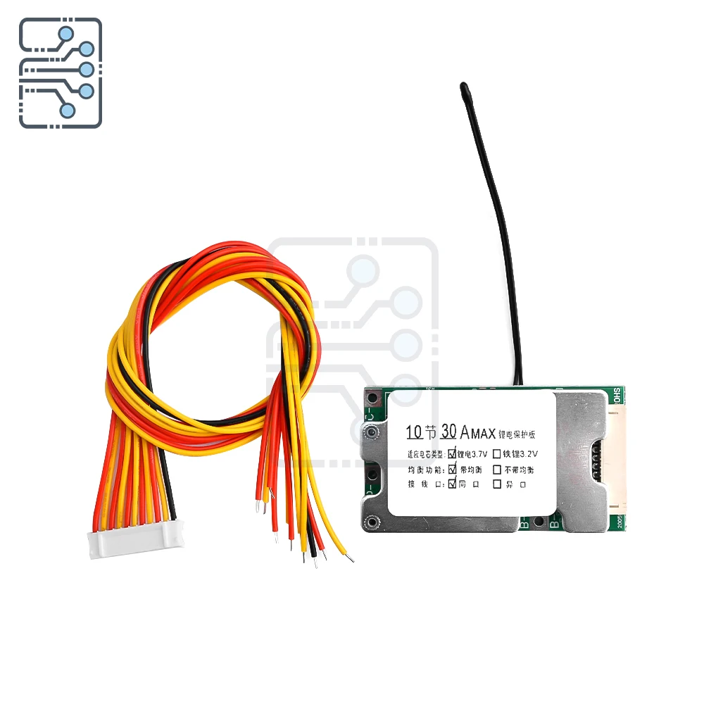 BMS Lithium Battery Charging Board with Protection Balancer 10S 30A 36V BMS Balance Charging Circuit with Induction Line