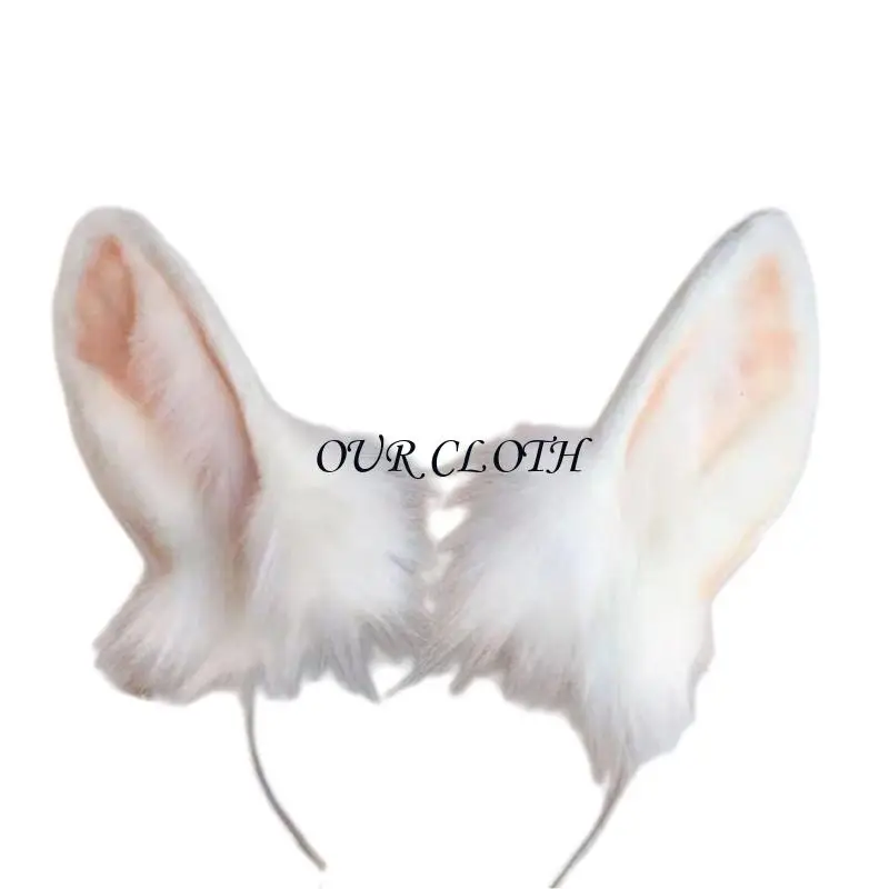 

Повязка на голову с кроличьими ушками, хвост для девочек, реквизит для косплея на Хэллоуин, меховой костюм с ушками зверя Y1AC