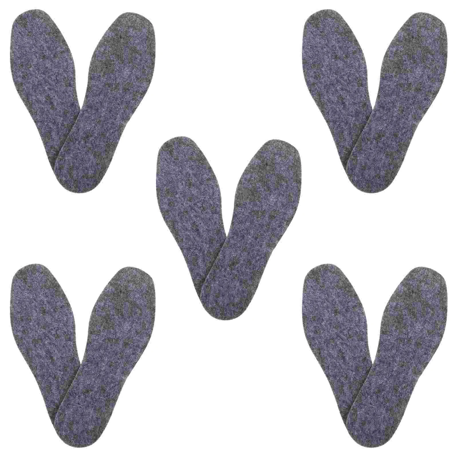 5 Pairs Wool Felt Insole Soles for Shoes Women Supple Insoles Womens Winter Warm Thicken Boots Pads