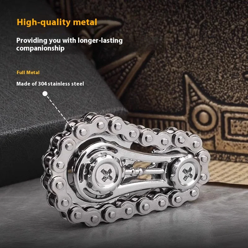 Metal Gear Fidget Spinner Bike Chain Toy DIY Mechanical Spinner for Adults Stress Relief Silent Desk Gadget