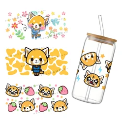 Sanrio Aggretsuko UV DTF Cup Wrap Transfer Sticker for 16 Oz Glass Coffee Cups UV DTF Transfer UV Transfer Crystal Sticker