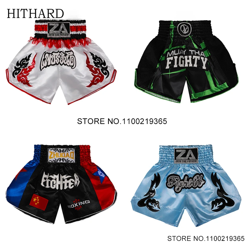 Muay Thai Shorts 2024 Newest Boxing Shorts Women Men Child Embroidery Martial Arts Cage Fighting Grappling Kickboxing Fight Wear