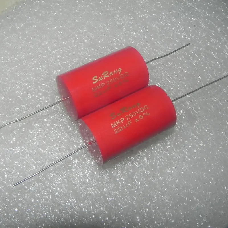 

2PCS/LOT Red Robe Gold Character Surang MKP Copper Pin 250V 22UF 226J 25VDC High End Divide Frequency Thin Film Capacitor