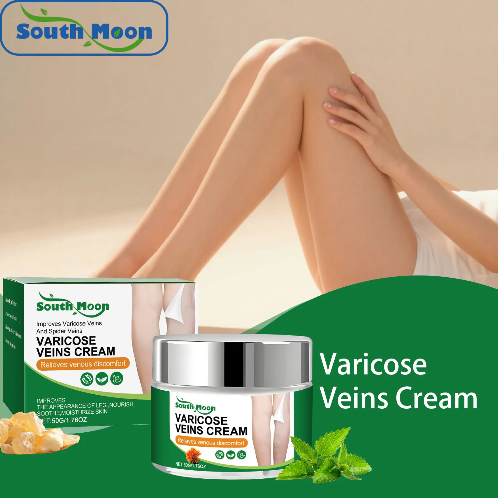 

South Moon Leg Care Cream protect leg skin relieve leg pain reduce varicose veins provide daily nourishing massage care
