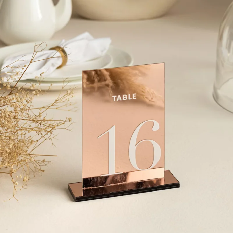 Acrylic Table Numbers Mirror Acrylic Sign Wedding Table Decor Wedding Signage Rose Gold Table Numbers White Table Numbers