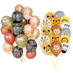 10pcs Carton Animal Monkey/Tiger/Giraffe Pattern Balloons for Jungle Wild Safari Birthday Party Decoration Forest Party Supplies