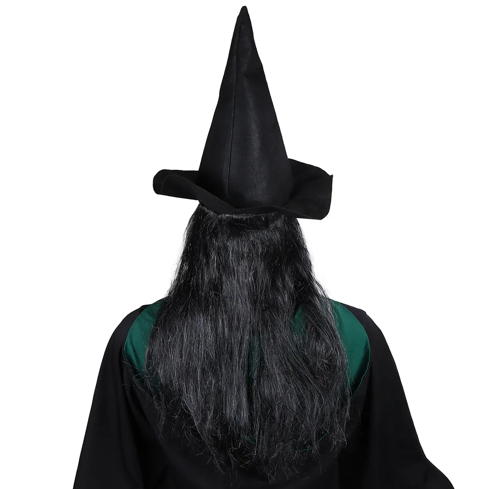 Halloween Horror Old Witch Mask with Hat Cosplay Scary Clown Hag Latex Masks Green Face Big Nose Old Women Costume Party Props