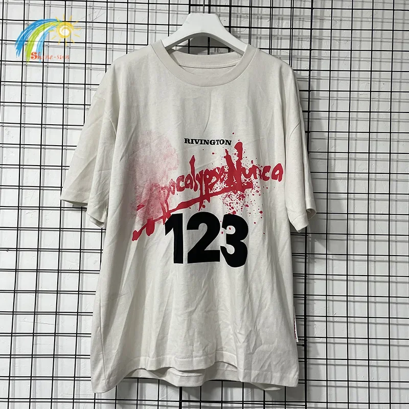 Vintage Washed Black Cement White RRR123 T Shirt Men Women Heavy Fabric Cotton Oversized Tee Top Slogan Printing T-Shir