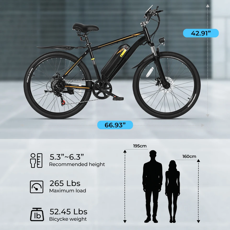 DYU M26 Electric Bicycle 1000W Peak Motor 60WH Removable Battery Electric Bike 26 Inch Mountain E-bike UL2849 image 7