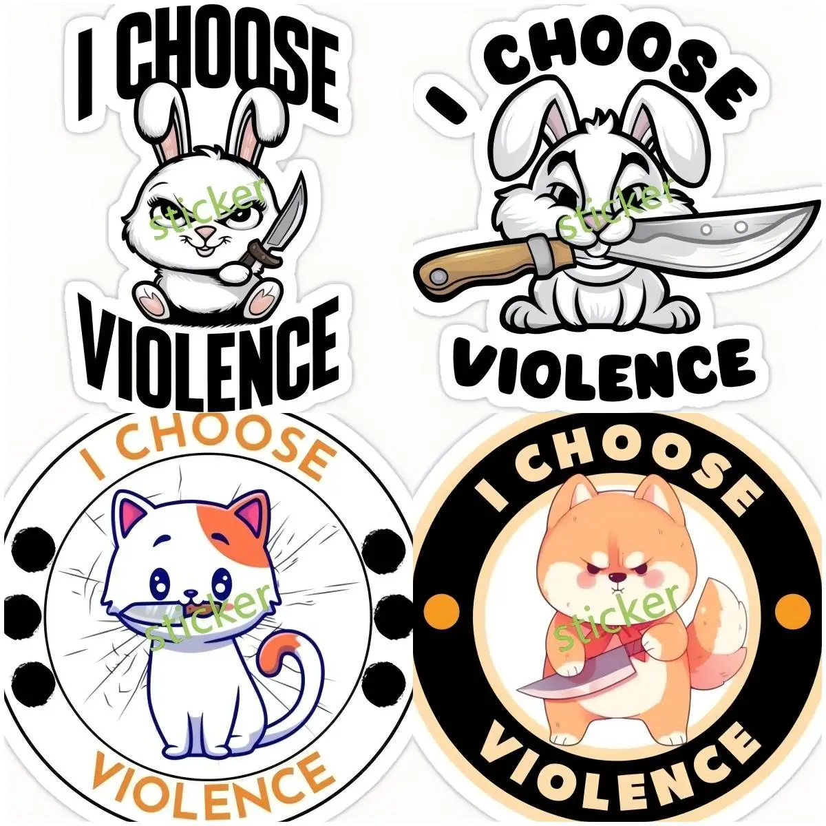 

I Choose Violence Waterproof Vinyl Decal for Laptop Water Bottle Car Tumbler Retro Classic Vintage Design Bumper Sticker Window