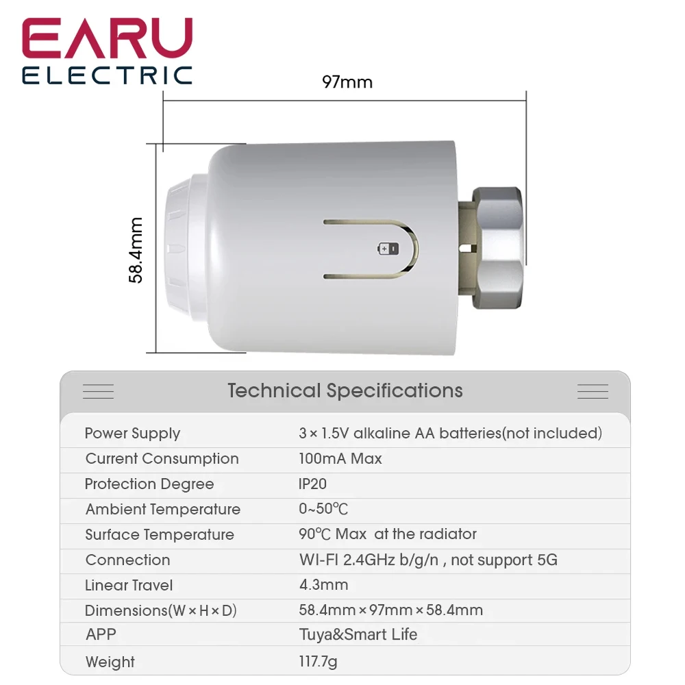 Imagem -02 - Tuya Smart Wifi Termostato Radiador Controlador de Temperatura Atuador Termostático Programável Aquecimento Remoto Alexa Google Trv