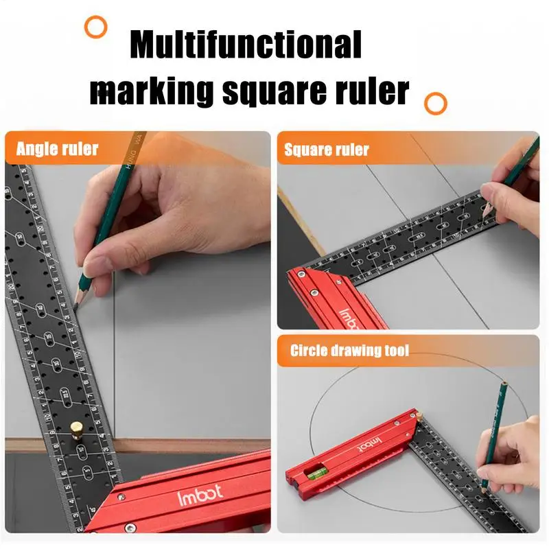 Precision Square Woodworking Scribing Ruler Marking Gauge Precision Ruler Multifunctional Aluminum Alloy Carpenter Ruler