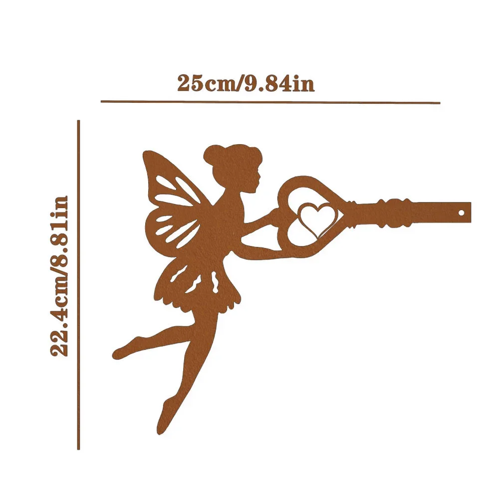 CIFBUY Metal Wall Art Angel on Branch Silhouette for Home Garden Yard Decor Iron Hanging Signage Plaque Wall Sculpture Ornament