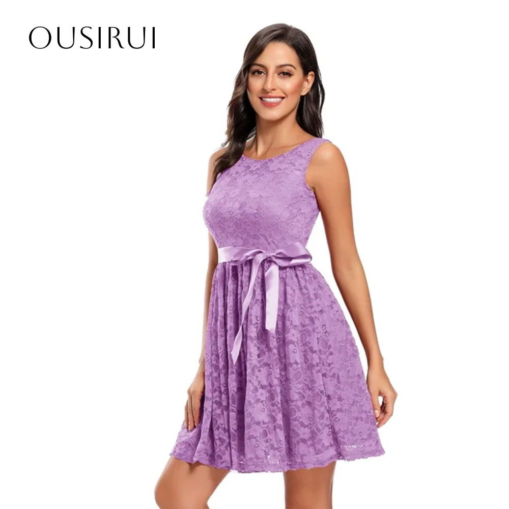 Korte kanten a-lijn cocktailjurken sjerp mouwloze ruches feestjurk op maat vestido corto elegante